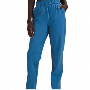 LULULEMON Blue Track Pants With High Waisted Straps Pockets And Lightweight NWOT